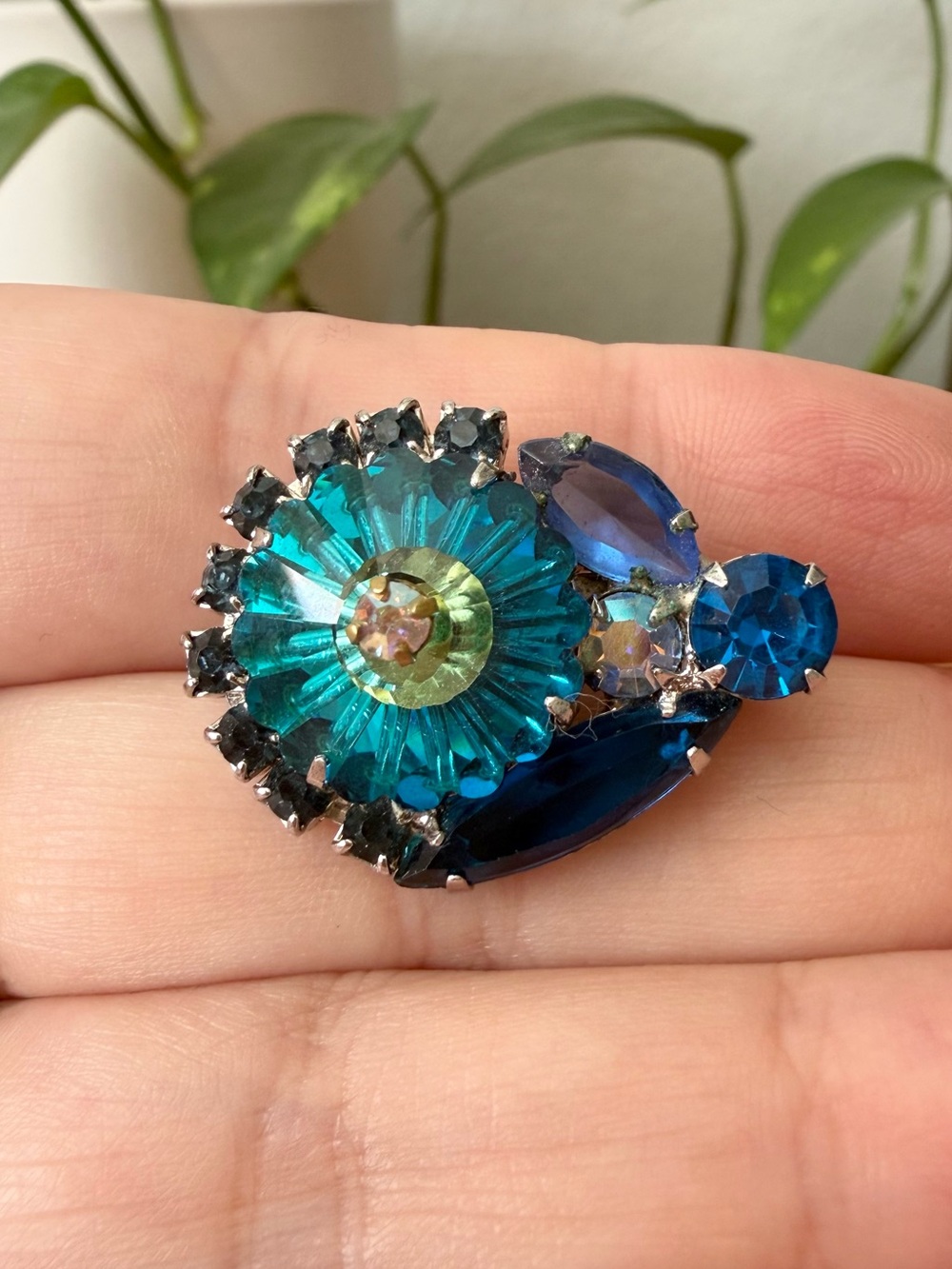 Vintage Juliana D&E Margarita Blue Crystal Rivoli Rhinestone Brooch Silvertone - Picture 13 of 15